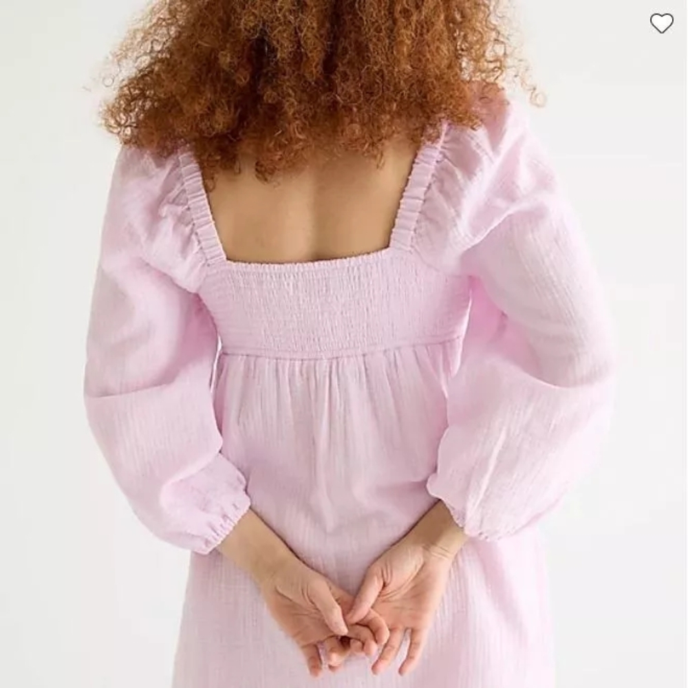 Square Neck Puff Sleeve Mini Dress in Light Pink - Picture 2 of 7